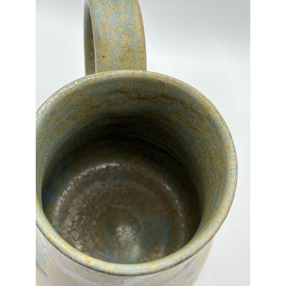 Handcrafted Stoneware Mug Rustic Holly Berry Pattern holds 12 flo oz - Picture 4 of 10